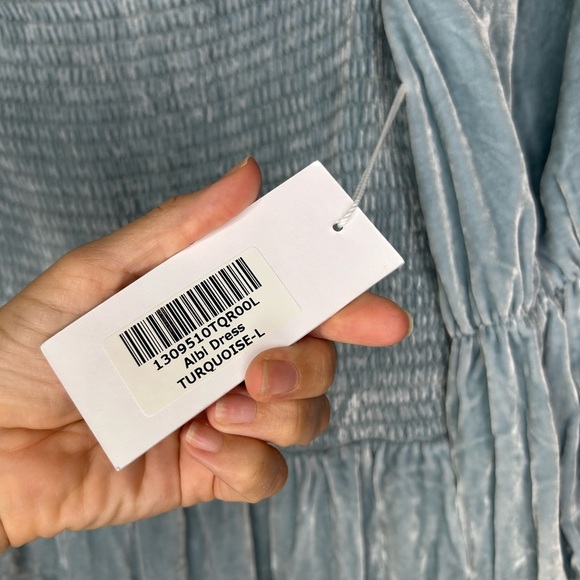 NWT Reformation Albi Silk Velvet Mini Dress in Turquoise - Picture 6 of 9